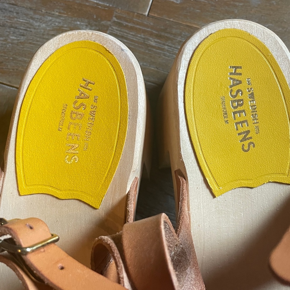 Swedish Hasbeens Brassy High Vachetta Leather Sandals🖤 - Picture 12 of 14
